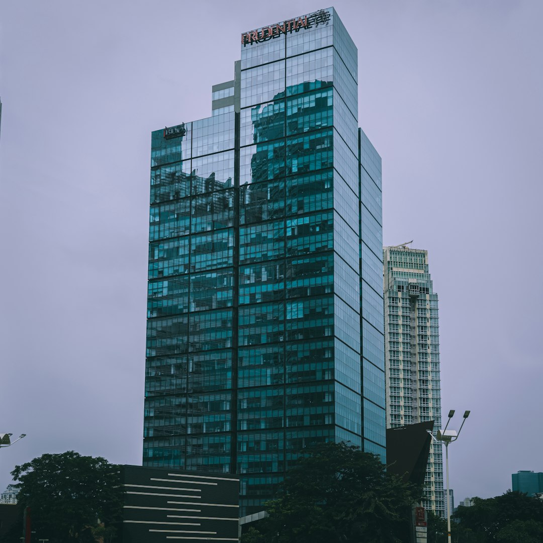 blue and white high rise building
